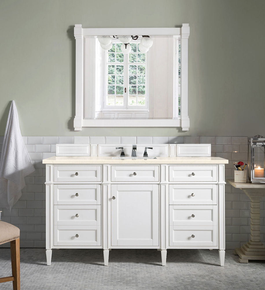 60" Brittany Single Bathroom Vanity, Bright White