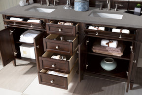 72" Brittany Double Bathroom Vanity, Burnished Mahogany