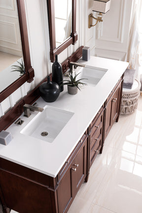 72" Brittany Double Bathroom Vanity, Burnished Mahogany