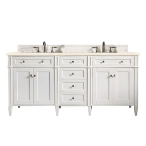 72" Brittany Double Bathroom Vanity, Bright White