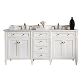 72" Brittany Double Bathroom Vanity, Bright White