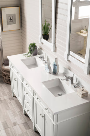 72" Brittany Double Bathroom Vanity, Bright White