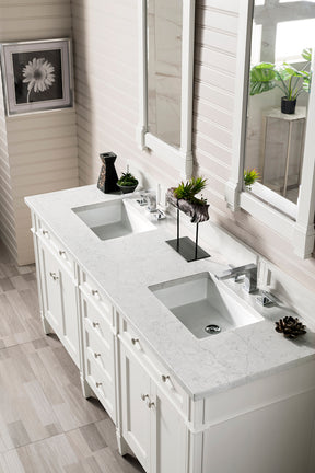 72" Brittany Double Bathroom Vanity, Bright White