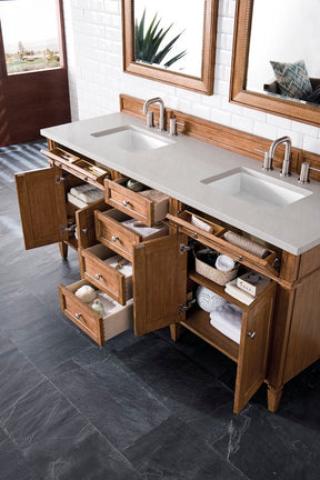 72" Brittany Double Bathroom Vanity, Saddle Brown