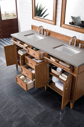 72" Brittany Double Bathroom Vanity, Saddle Brown