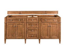 72" Brittany Double Bathroom Vanity, Saddle Brown