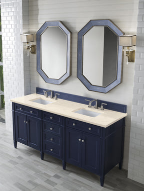 72" Brittany Double Bathroom Vanity, Victory Blue