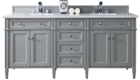 72" Brittany Double Bathroom Vanity Urban Gray, James Martin Vanities - vanitiesdepot.com