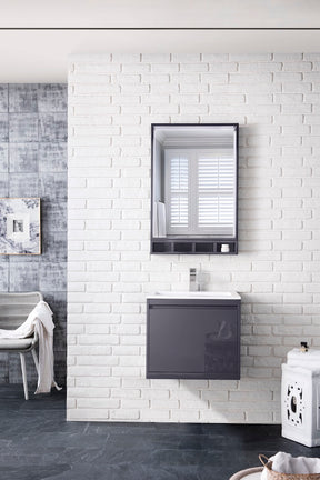23.6" Milan Single Sink Bathroom Vanity, Modern Grey w/ White Top