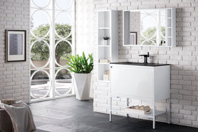 31.5" Milan Single Sink Bathroom Vanity, Glossy White, Glossy White Base w/ Black Top