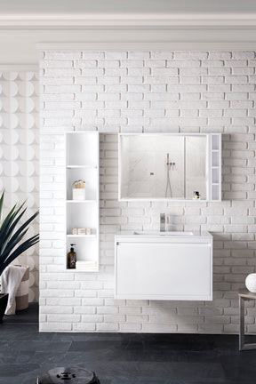 31.5" Milan Single Sink Bathroom Vanity, Glossy White w/ White Top