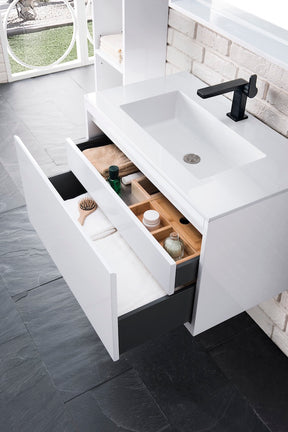31.5" Milan Single Sink Bathroom Vanity, Glossy White w/ White Top