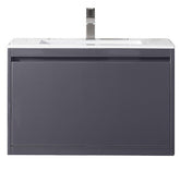 31.5" Milan Single Sink Bathroom Vanity, Modern Grey w/ White Top