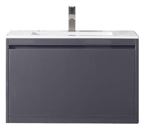31.5" Milan Single Sink Bathroom Vanity, Modern Grey w/ White Top