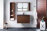 31.5" Milan Single Sink Bathroom Vanity, Mid Century Walnut w/ Black Top