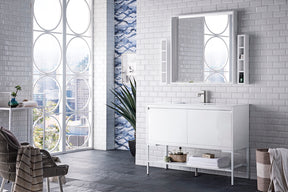 47.3" Milan Single Sink Bathroom Vanity, Glossy White, Glossy White Base w/ White Top