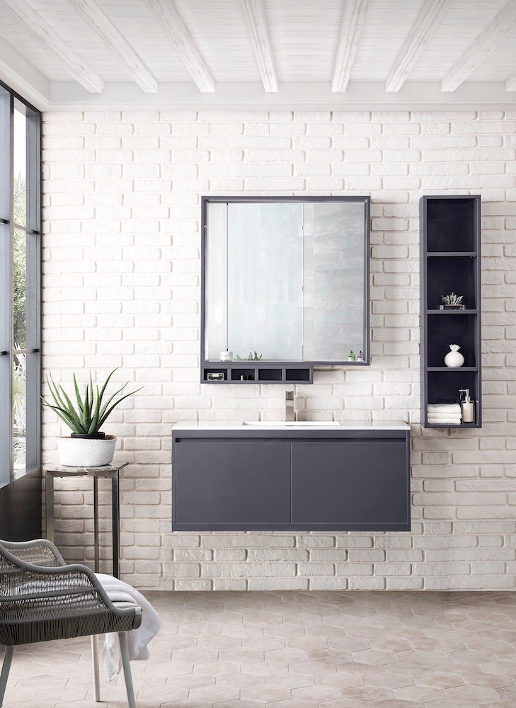 47.3" Milan Single Sink Bathroom Vanity, Modern Grey w/ White Top