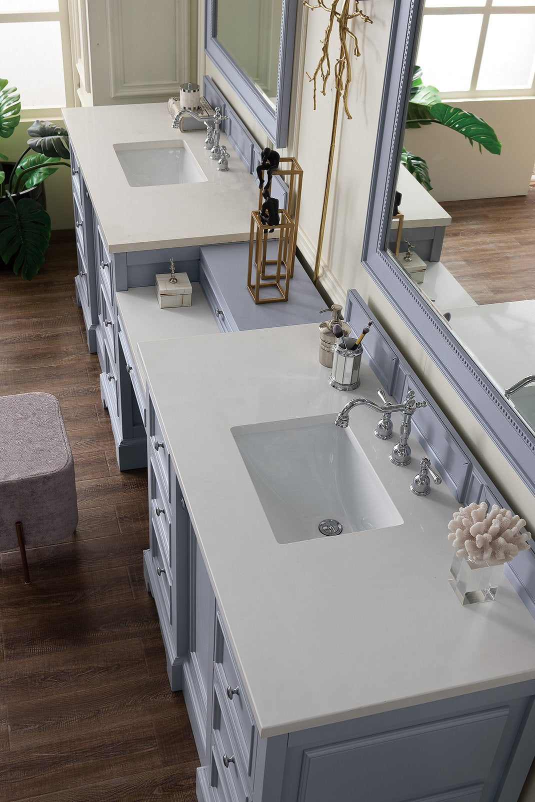118" De Soto Silver Gray Double Sink Bathroom Vanity, James Martin Vanities - vanitiesdepot.com