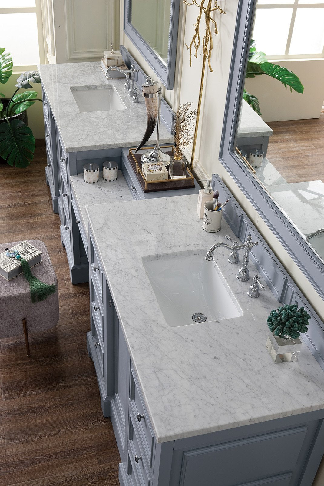 118" De Soto Silver Gray Double Sink Bathroom Vanity, James Martin Vanities - vanitiesdepot.com