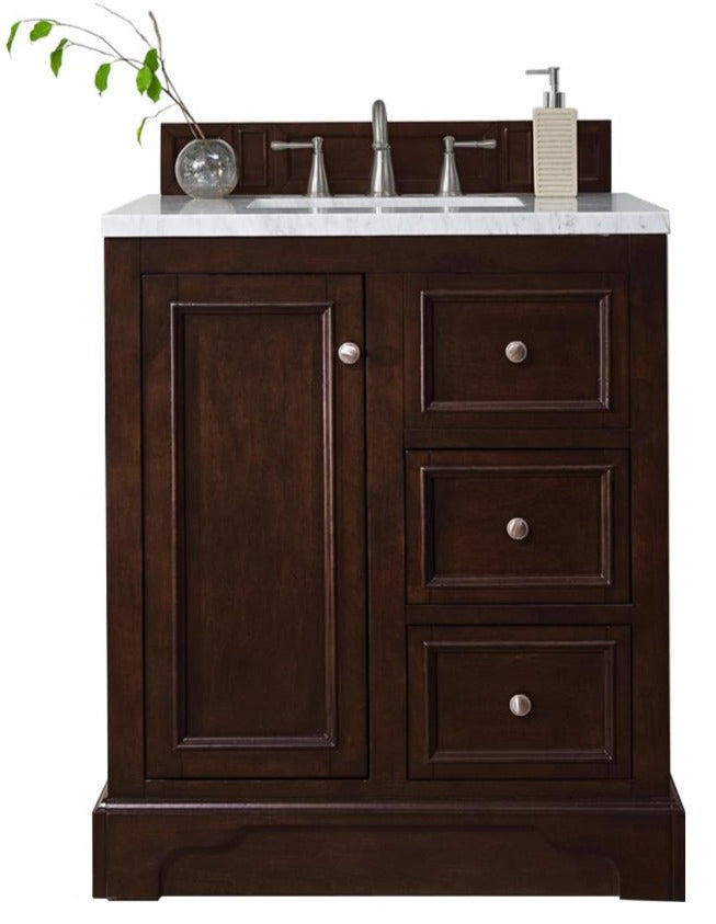 30" De Soto Burnished Mahogany Single Sink Bathroom Vanity, James Martin Vanities - vanitiesdepot.com