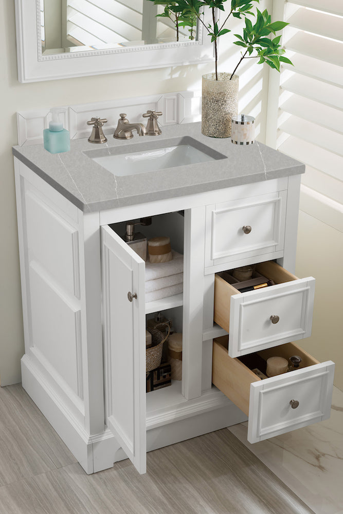 30" De Soto Single Sink Bathroom Vanity, Bright White