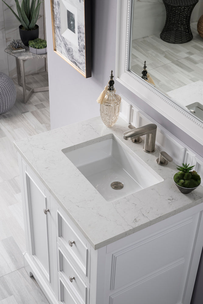 30" De Soto Single Sink Bathroom Vanity, Bright White