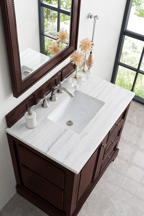 36" De Soto Burnished Mahogany Single Sink Bathroom Vanity, James Martin Vanities - vanitiesdepot.com