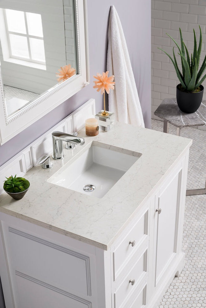 36" De Soto Single Sink Bathroom Vanity, Bright White
