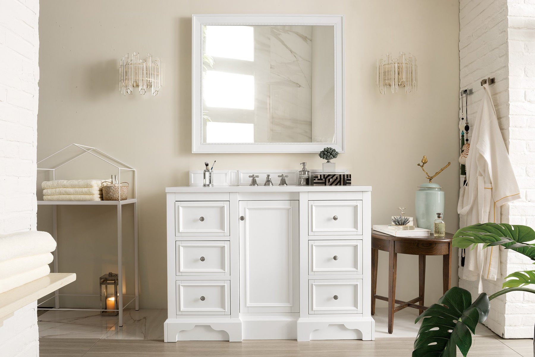 48" De Soto Bright White Single Sink Bathroom Vanity, James Martin Vanities - vanitiesdepot.com
