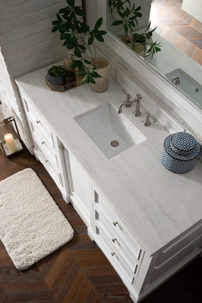 60" De Soto Bright White Single Sink Bathroom Vanity, James Martin Vanities - vanitiesdepot.com