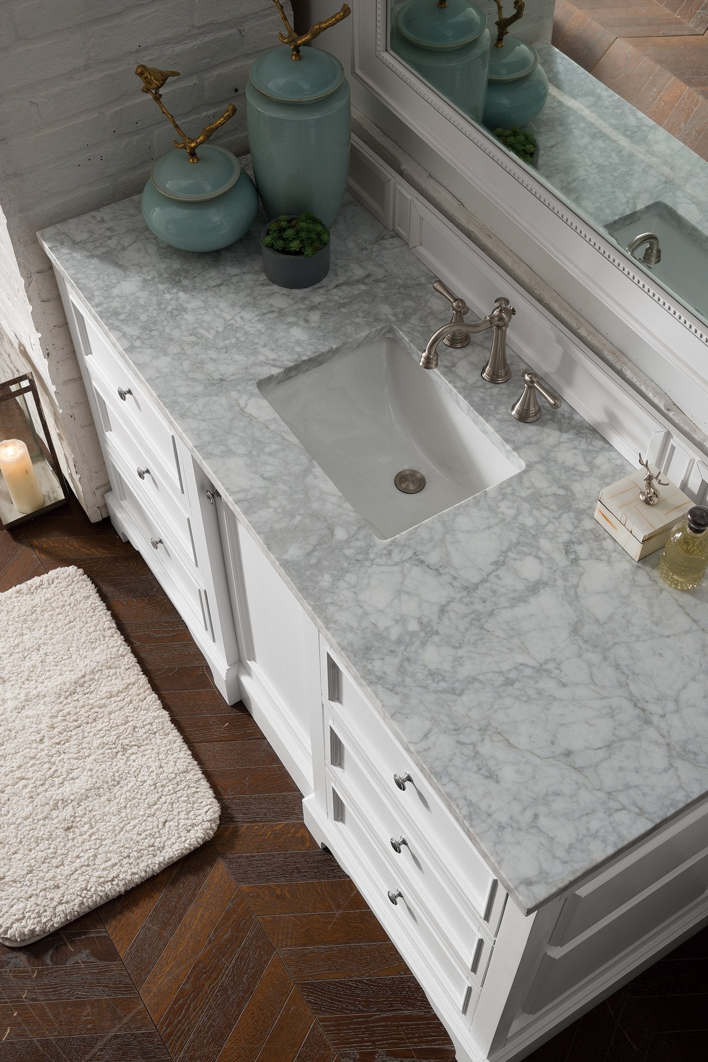 60" De Soto Bright White Single Sink Bathroom Vanity, James Martin Vanities - vanitiesdepot.com