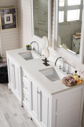 72" De Soto Double Sink Bathroom Vanity, Bright White