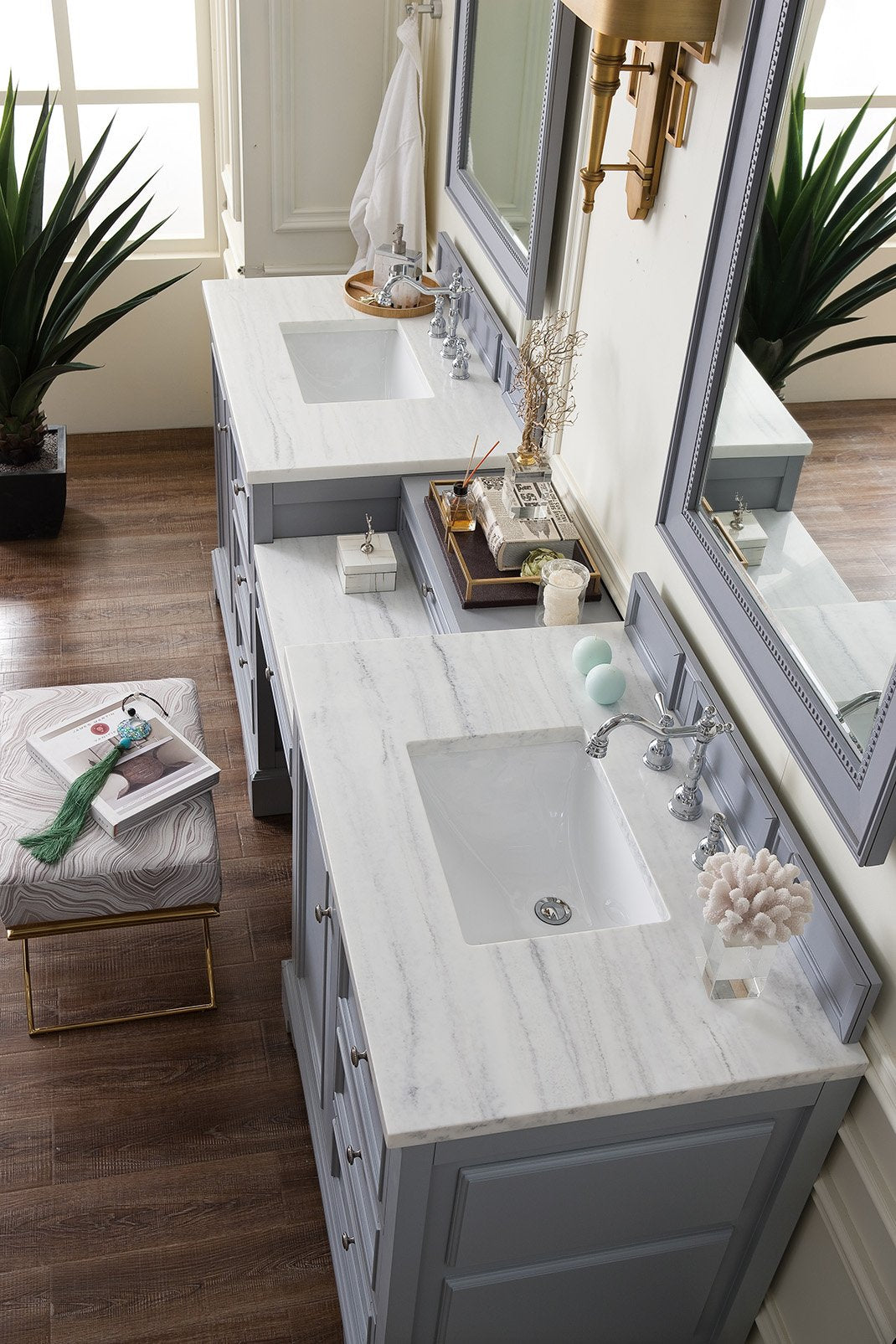 94" De Soto Silver Gray Double Sink Bathroom Vanity, James Martin Vanities - vanitiesdepot.com