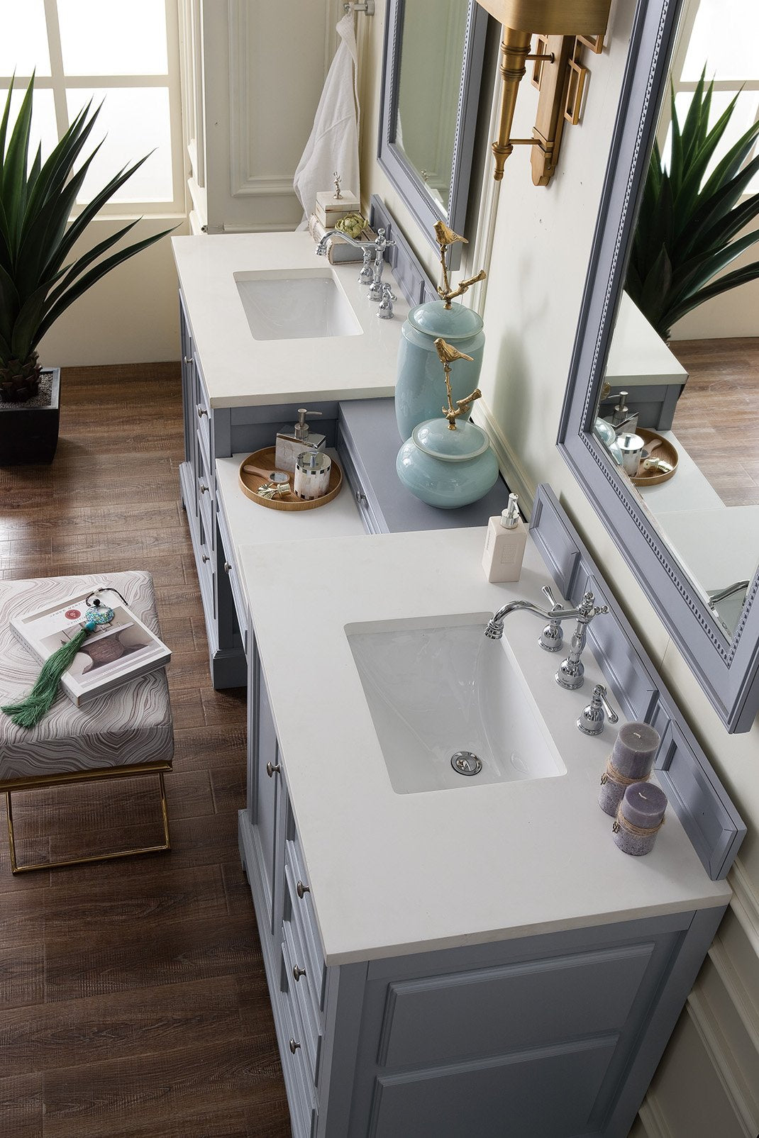 94" De Soto Silver Gray Double Sink Bathroom Vanity, James Martin Vanities - vanitiesdepot.com
