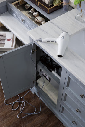 94" De Soto Silver Gray Double Sink Bathroom Vanity, James Martin Vanities - vanitiesdepot.com