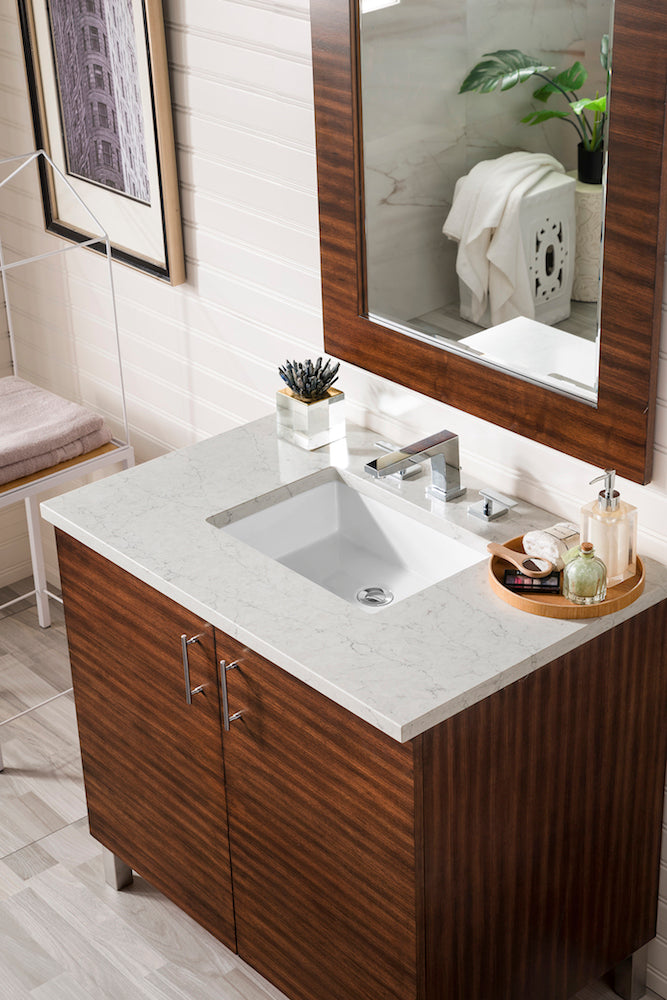36" Metropolitan Single Sink Bathroom Vanity, American Walnut