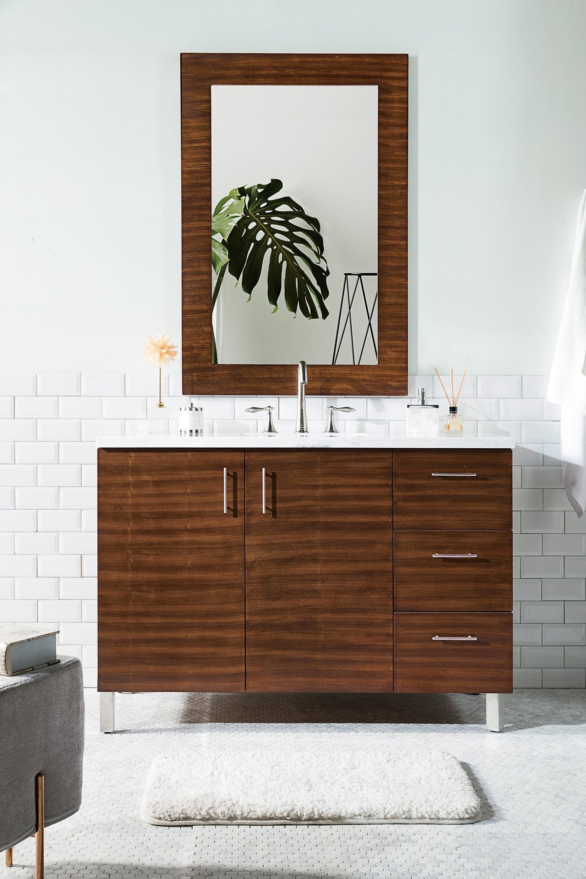 48" Metropolitan American Walnut Single Sink Bathroom Vanity, James Martin Vanities - vanitiesdepot.com