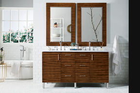 60" Metropolitan American Walnut Double Sink Bathroom Vanity, James Martin Vanities - vanitiesdepot.com