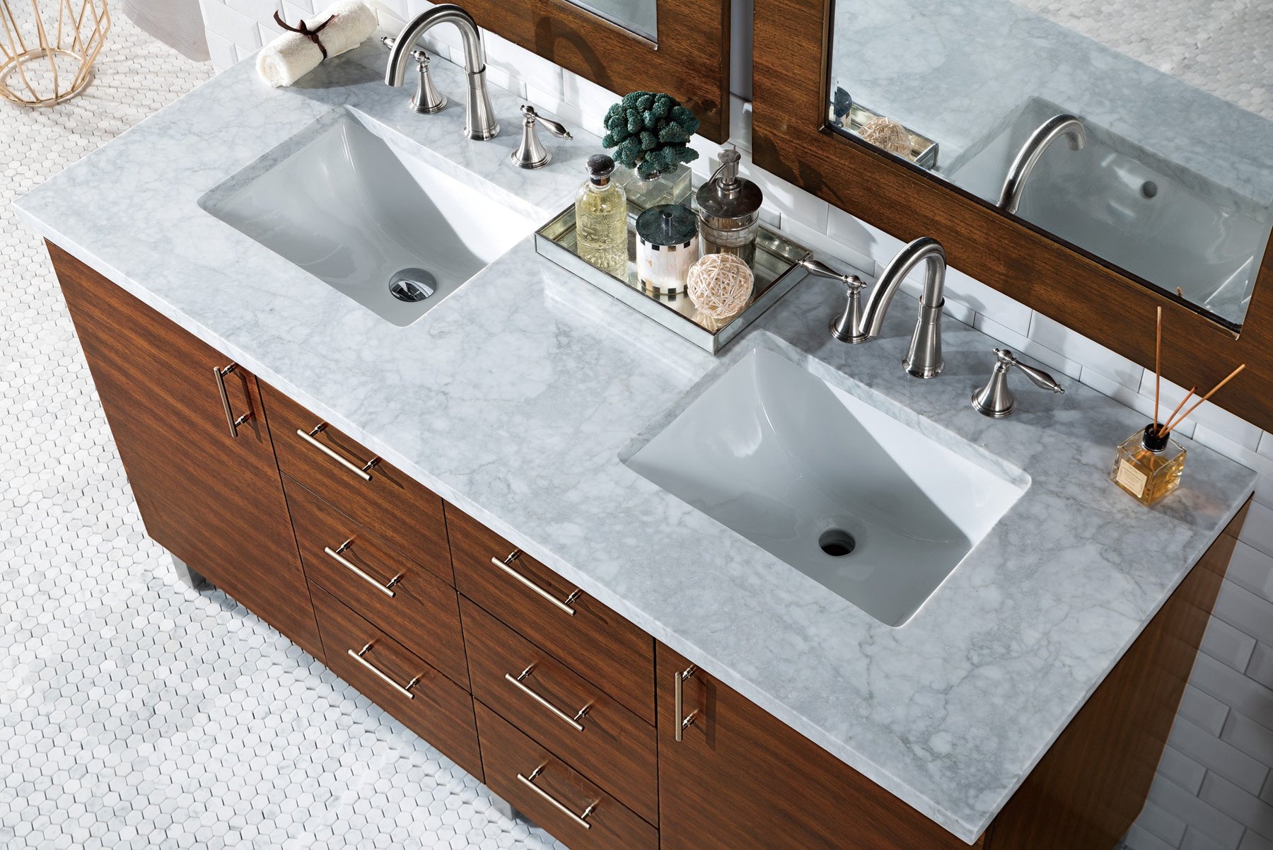 60" Metropolitan American Walnut Double Sink Bathroom Vanity, James Martin Vanities - vanitiesdepot.com