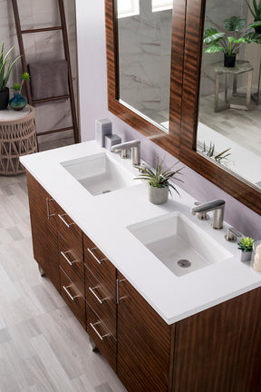 60" Metropolitan Double Sink Bathroom Vanity, American Walnut