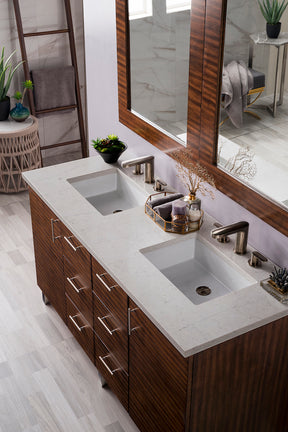 60" Metropolitan Double Sink Bathroom Vanity, American Walnut