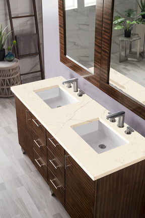 60" Metropolitan Double Sink Bathroom Vanity, American Walnut