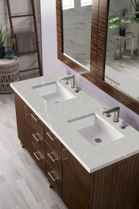 60" Metropolitan Double Sink Bathroom Vanity, American Walnut