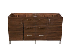 60" Metropolitan American Walnut Double Sink Bathroom Vanity, James Martin Vanities - vanitiesdepot.com