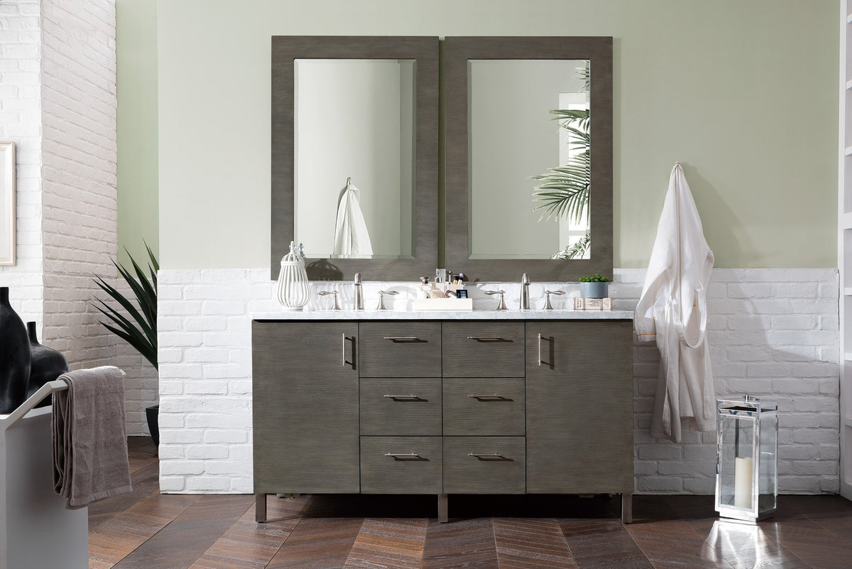 60" Metropolitan Silver Oak Double Sink Bathroom Vanity, James Martin Vanities - vanitiesdepot.com