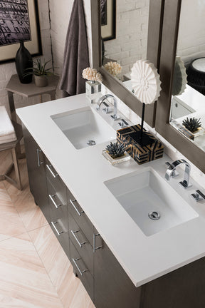 60" Metropolitan Double Sink Bathroom Vanity, Silver Oak
