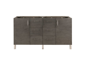 60" Metropolitan Double Sink Bathroom Vanity, Silver Oak