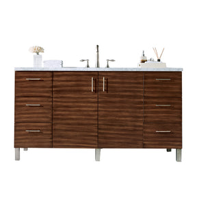 60" Metropolitan Single Sink Bathroom Vanity, American Walnut