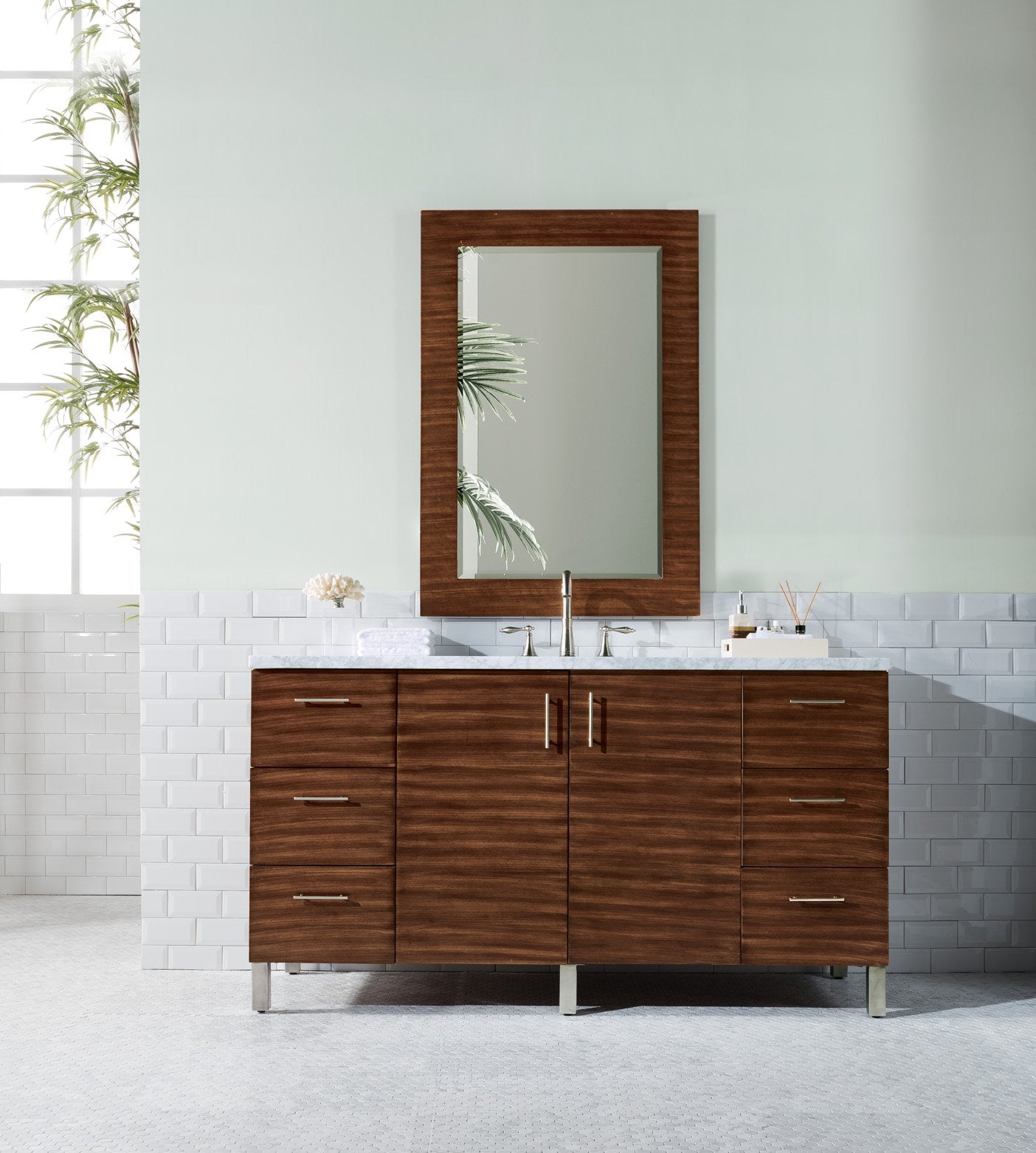 60" Metropolitan American Walnut Single Sink Bathroom Vanity, James Martin Vanities - vanitiesdepot.com