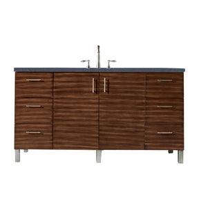 60" Metropolitan Single Sink Bathroom Vanity, American Walnut